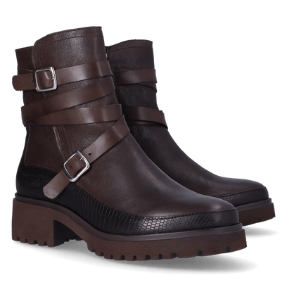 CODY 13.03 Dames Enkellaarsjes Leer Dark Brown