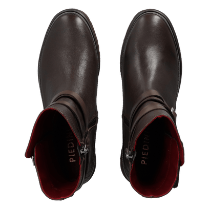 CODY 13.03 Dames Enkellaarsjes Leer Dark Brown