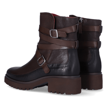 CODY 13.03 Dames Enkellaarsjes Leer Dark Brown
