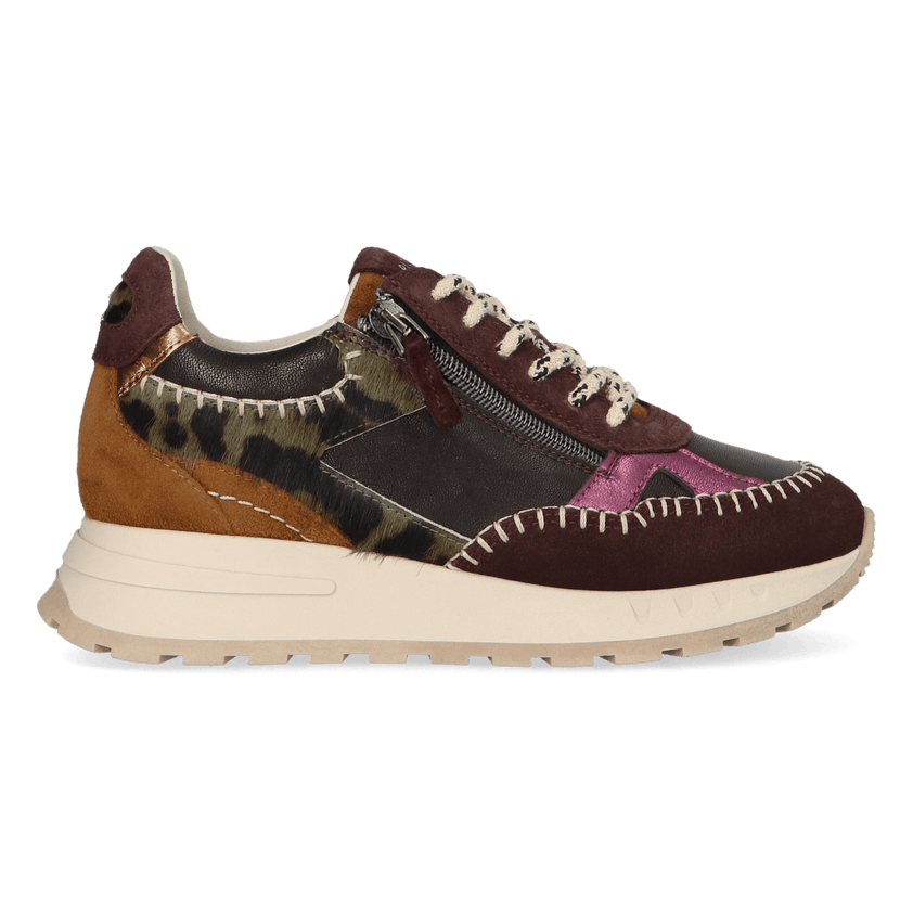 HEDY 05.04 Dames Sneakers Leer Dark Brown/Purple