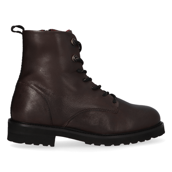 HEN 01.02 Dames Enkellaarsjes Leer Dark Brown