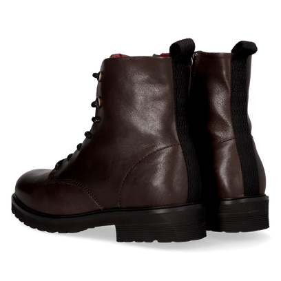 HEN 01.02 Dames Enkellaarsjes Leer Dark Brown
