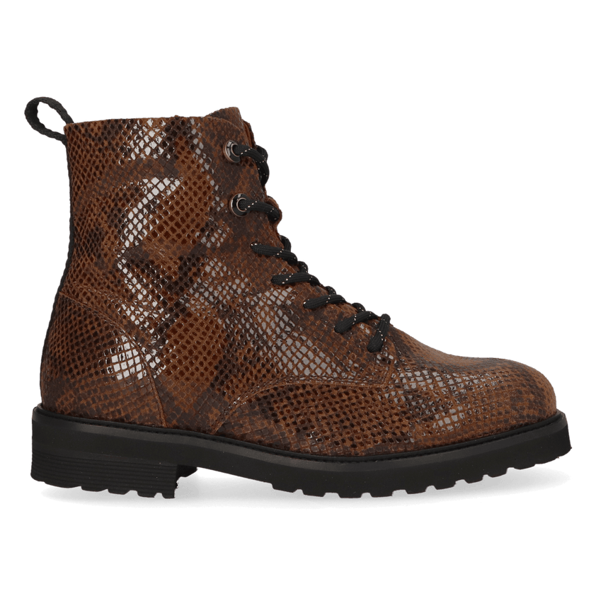 HEN 01.03 Dames Enkellaarsjes Leer Dark Brown