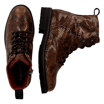 HEN 01.03 Dames Enkellaarsjes Leer Dark Brown
