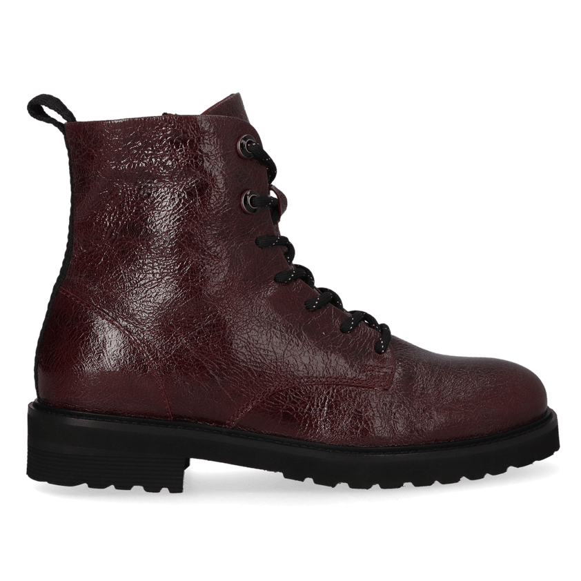 HEN 01.06 Dames Enkellaarsjes Leer Bordeaux