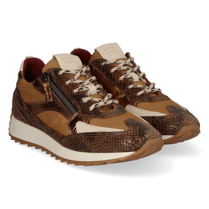 HERA 08.02 Dames Sneakers Leer/Mesh Dark Brown