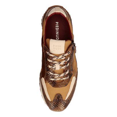HERA 08.02 Dames Sneakers Leer/Mesh Dark Brown