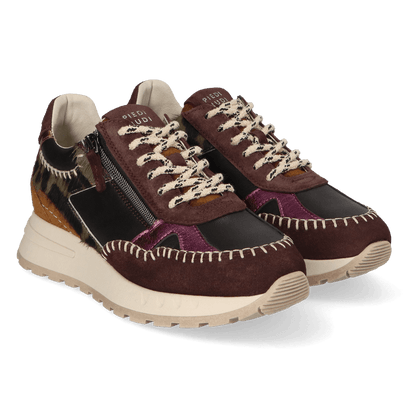 KAROL 04.04 Dames Sneakers Leer Dark Brown/Purple