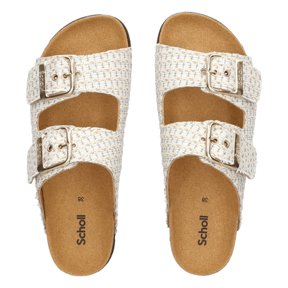 Noelle Raffia Dames Slippers White