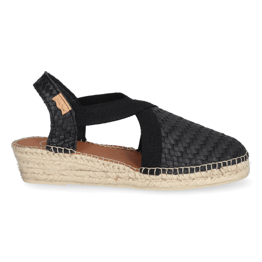 Siracusa Dames Espadrilles Leer Negre