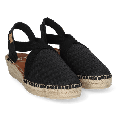 Siracusa Dames Espadrilles Leer Negre