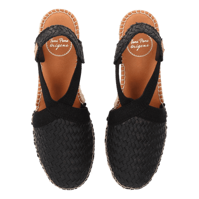 Siracusa Dames Espadrilles Leer Negre