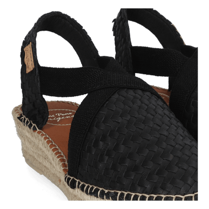 Siracusa Dames Espadrilles Leer Negre