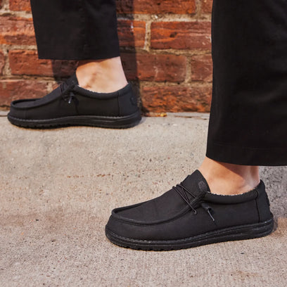 Wally Canvas Heren Instappers Black/Black