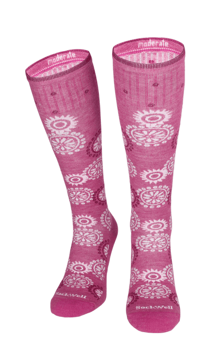 Block Print Dames Compressiekousen Klasse 1 Raspberry