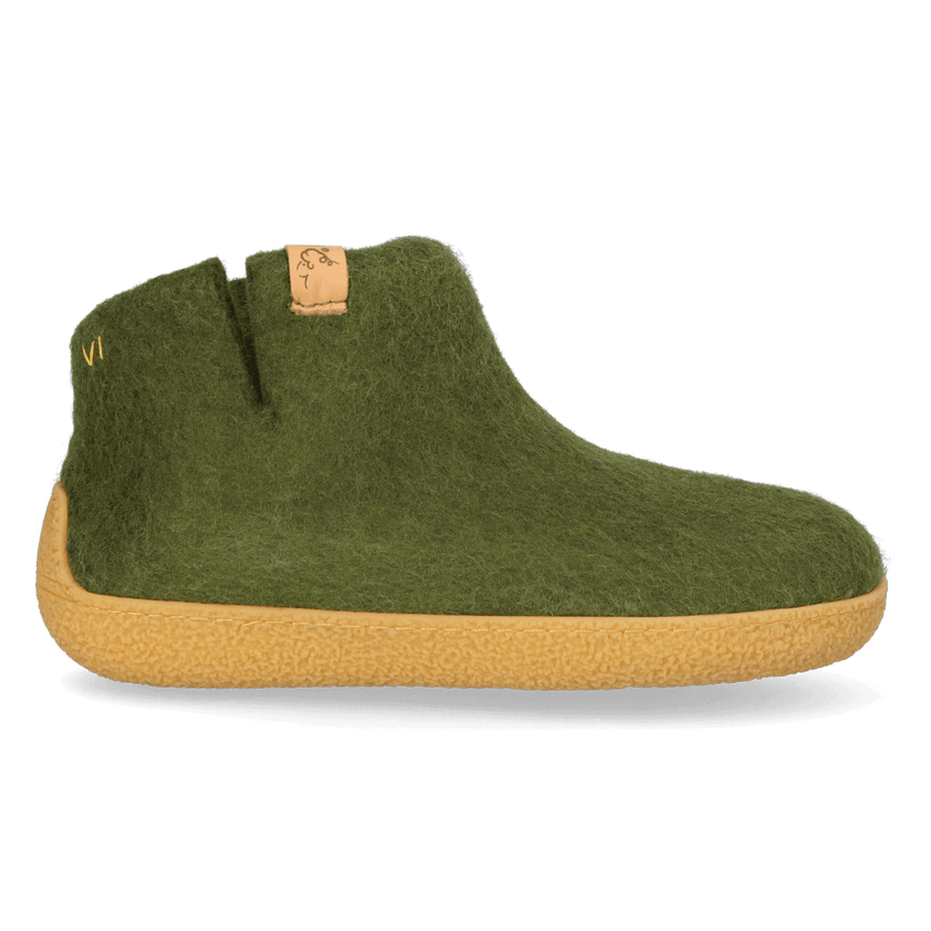 Rabara Maha Wolvilt Pantoffels Olive Green