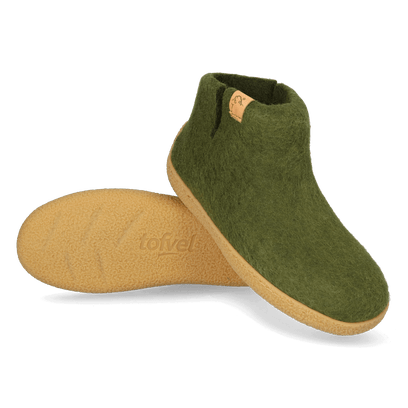 Rabara Maha Wolvilt Pantoffels Olive Green