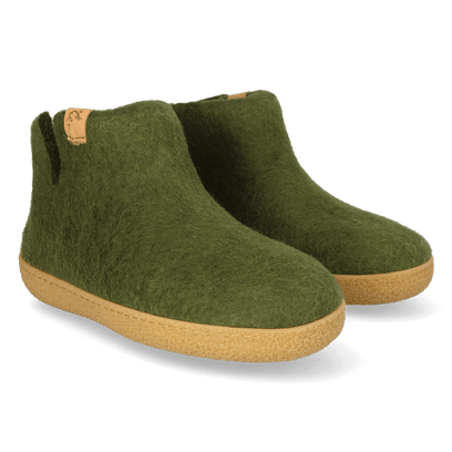 Rabara Maha Wolvilt Pantoffels Olive Green