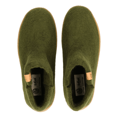 Rabara Maha Wolvilt Pantoffels Olive Green