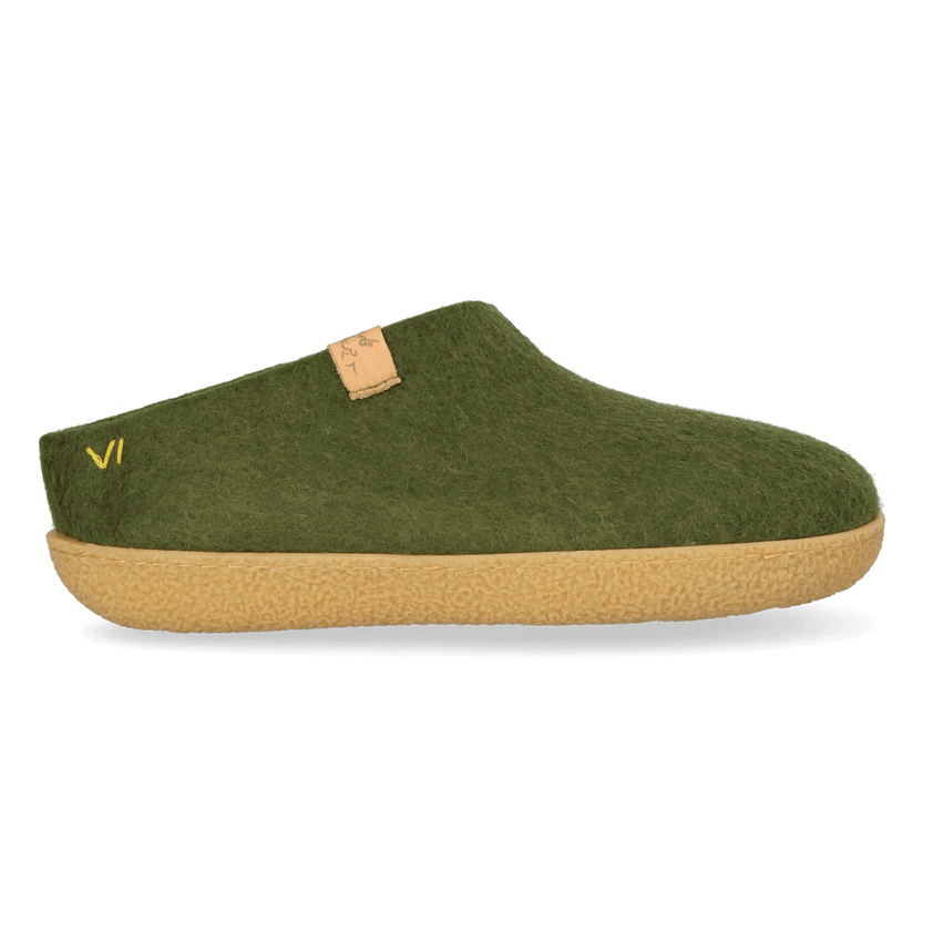 Slipa Maha Wolvilt Instap Pantoffels Olive Green