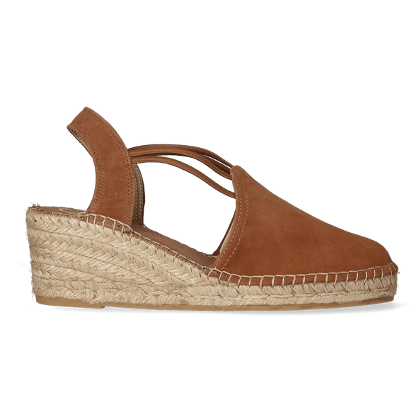 Tremp Suede Dames Espadrilles Cognac