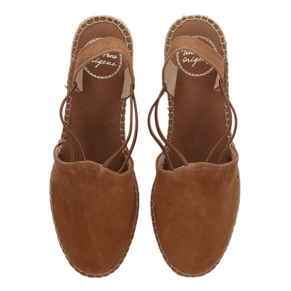 Tremp Suede Dames Espadrilles Cognac