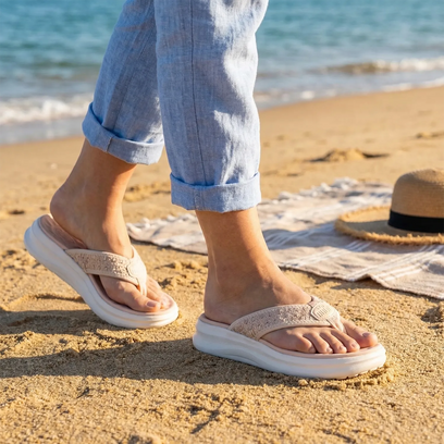 Tide Flip Dames Slippers Champagne/White