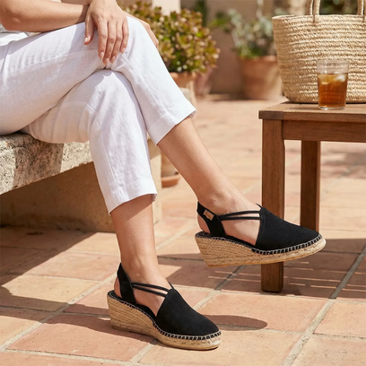 Tremp Suede Dames Espadrilles Negre