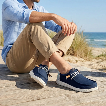 Wally Craft Linen Heren Instappers Navy Blazer/Multi