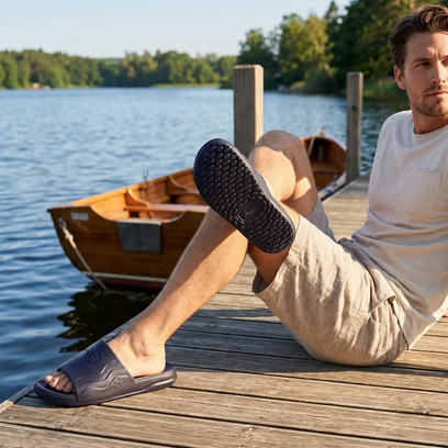 Wave Slide Heren Slippers Navy
