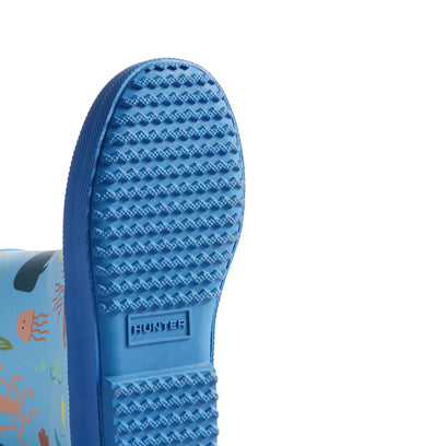 Original Kids First Ocean Print Wellington Boots Amplifying Blue/Dragonfly Blue