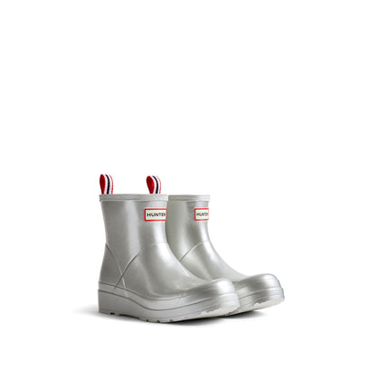 Women's Play Short Wellington Boots Metallic Silver