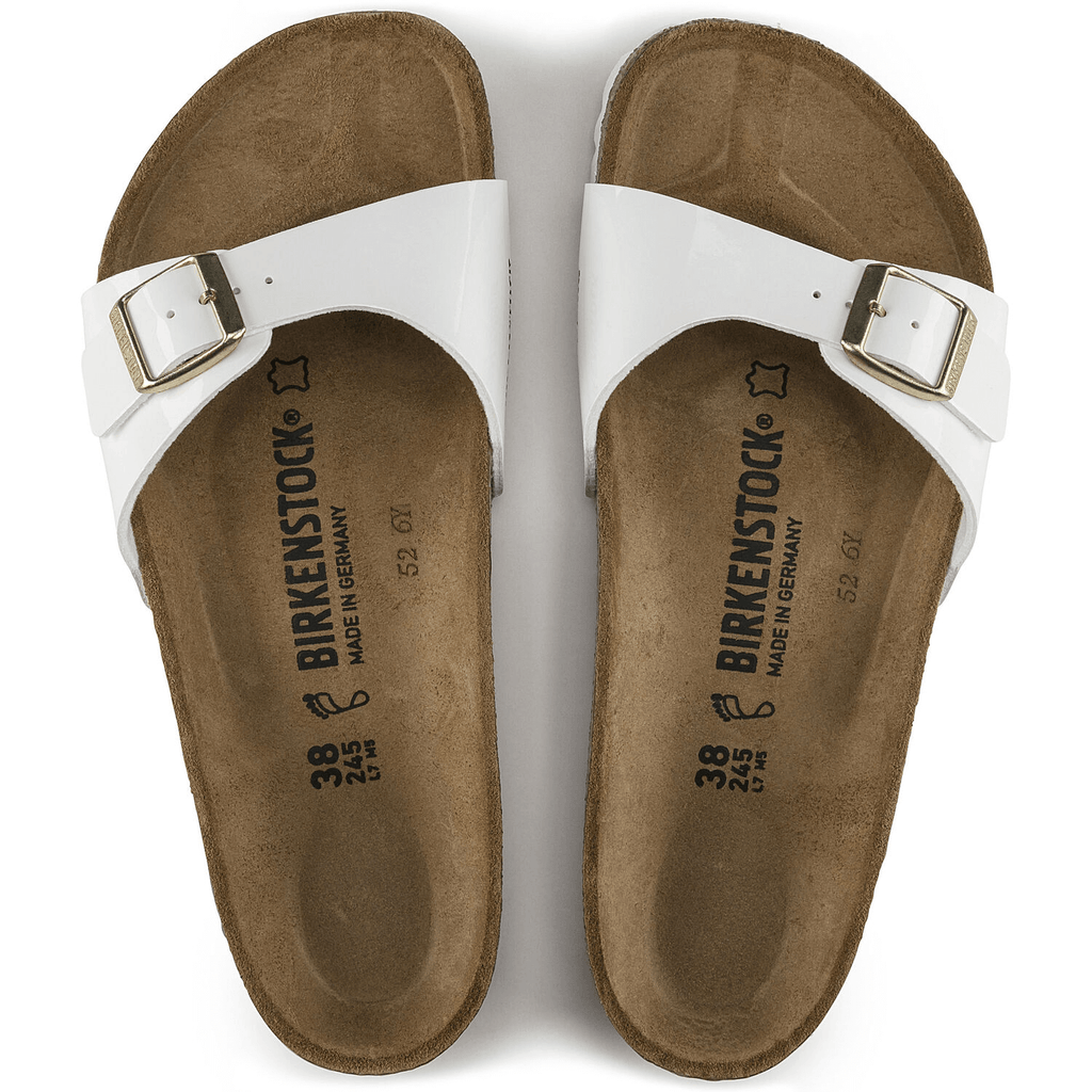 Madrid Dames Slippers White Patent Narrow-fit
