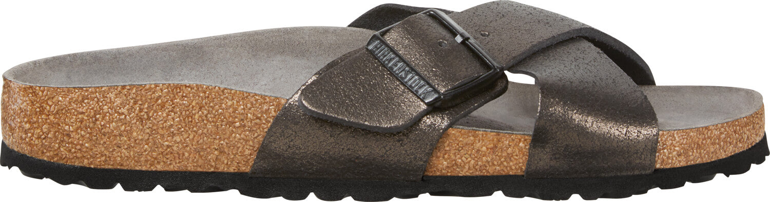 Siena Dames Slippers Washed Metallic Antique Black Narrow-fit