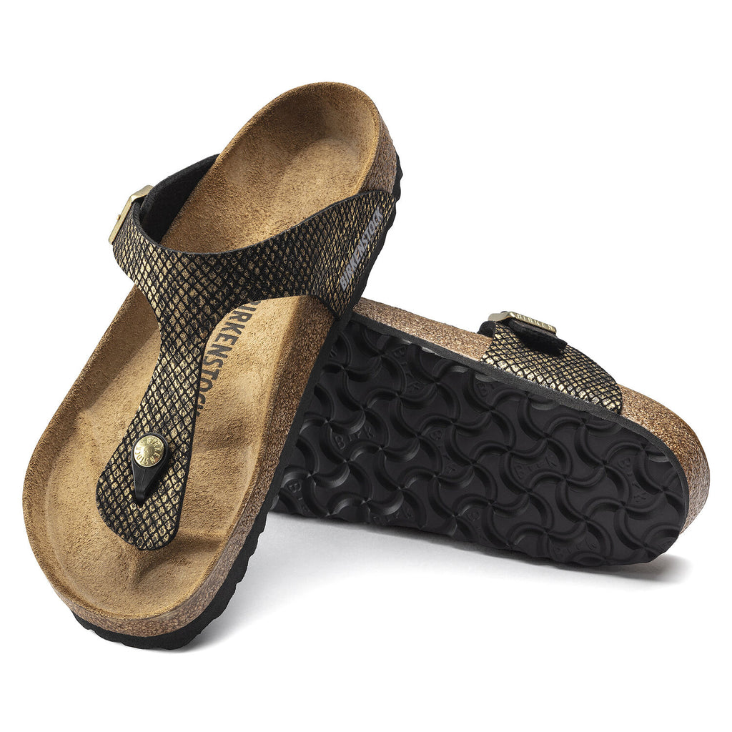 Gizeh Dames Slippers Shiny Python Black Regular-fit