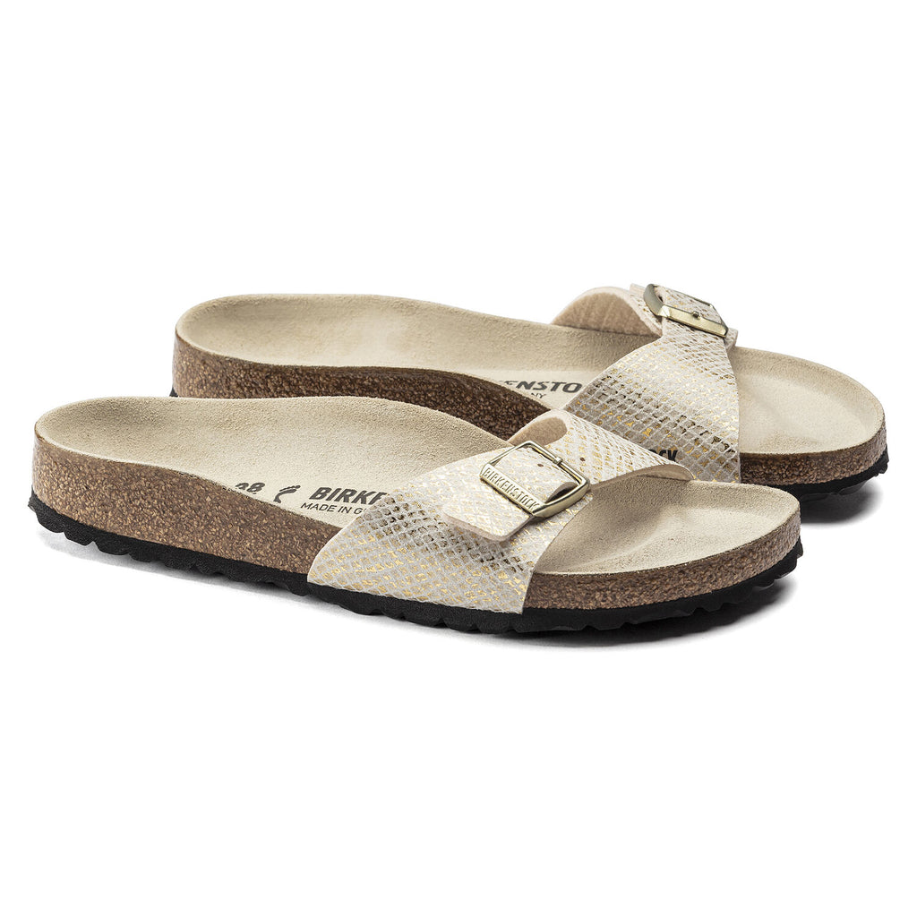 Madrid Dames Slippers Shiny Python Eggshell Narrow-fit