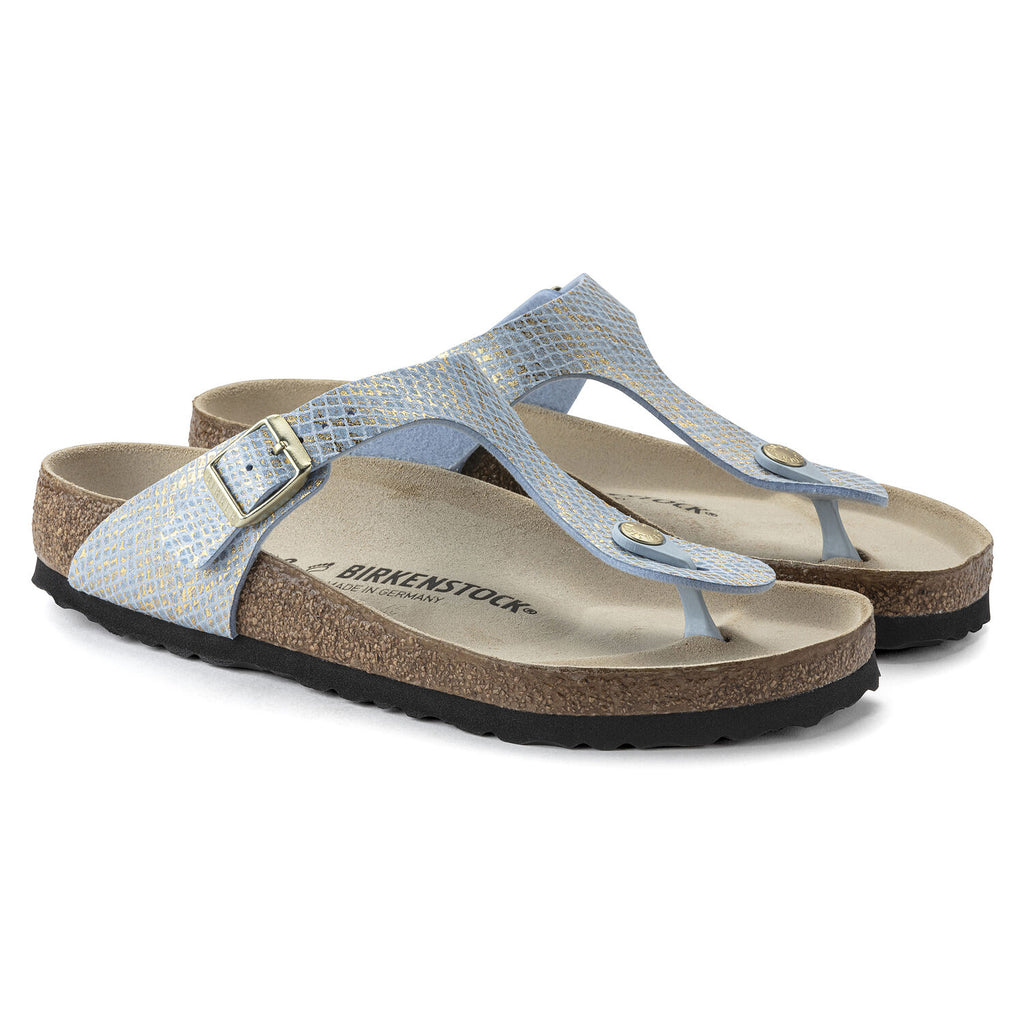 Gizeh Dames Slippers Shiny Python Dusty Blue Regular-fit