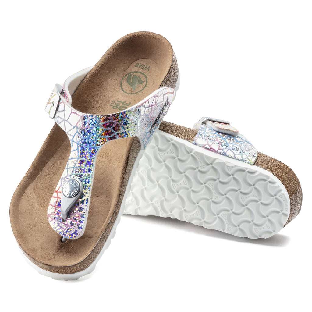 Gizeh Kids Slippers Flashy Hologram Silver Narrow-fit