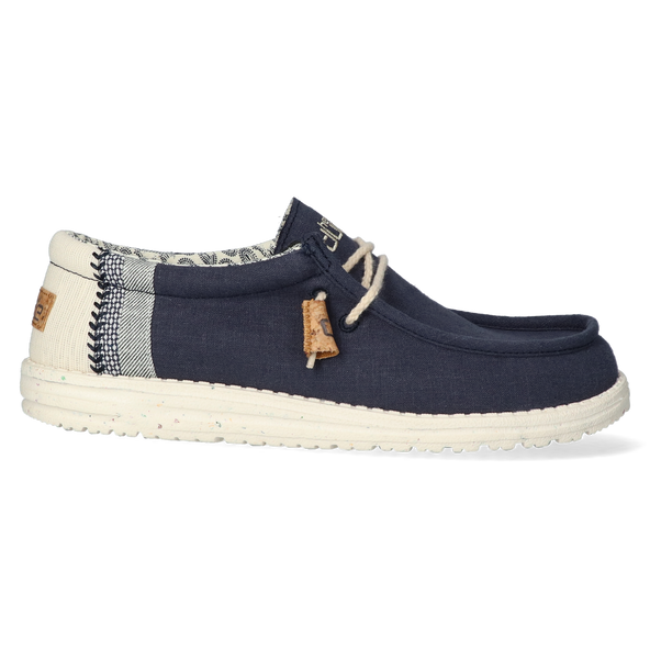 Wally Linen Natural Heren Instappers Navy