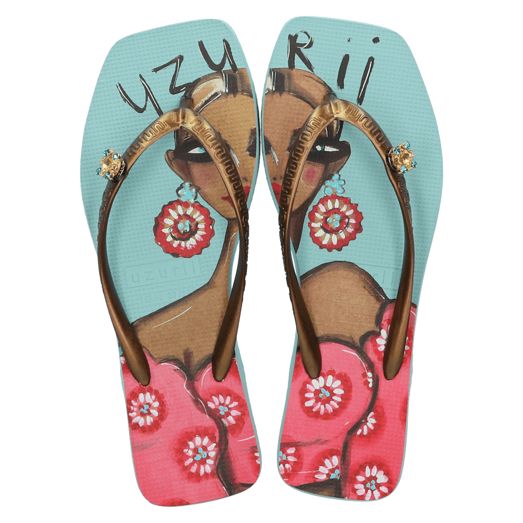 Beach Printed Claudia Dames Slippers Azul