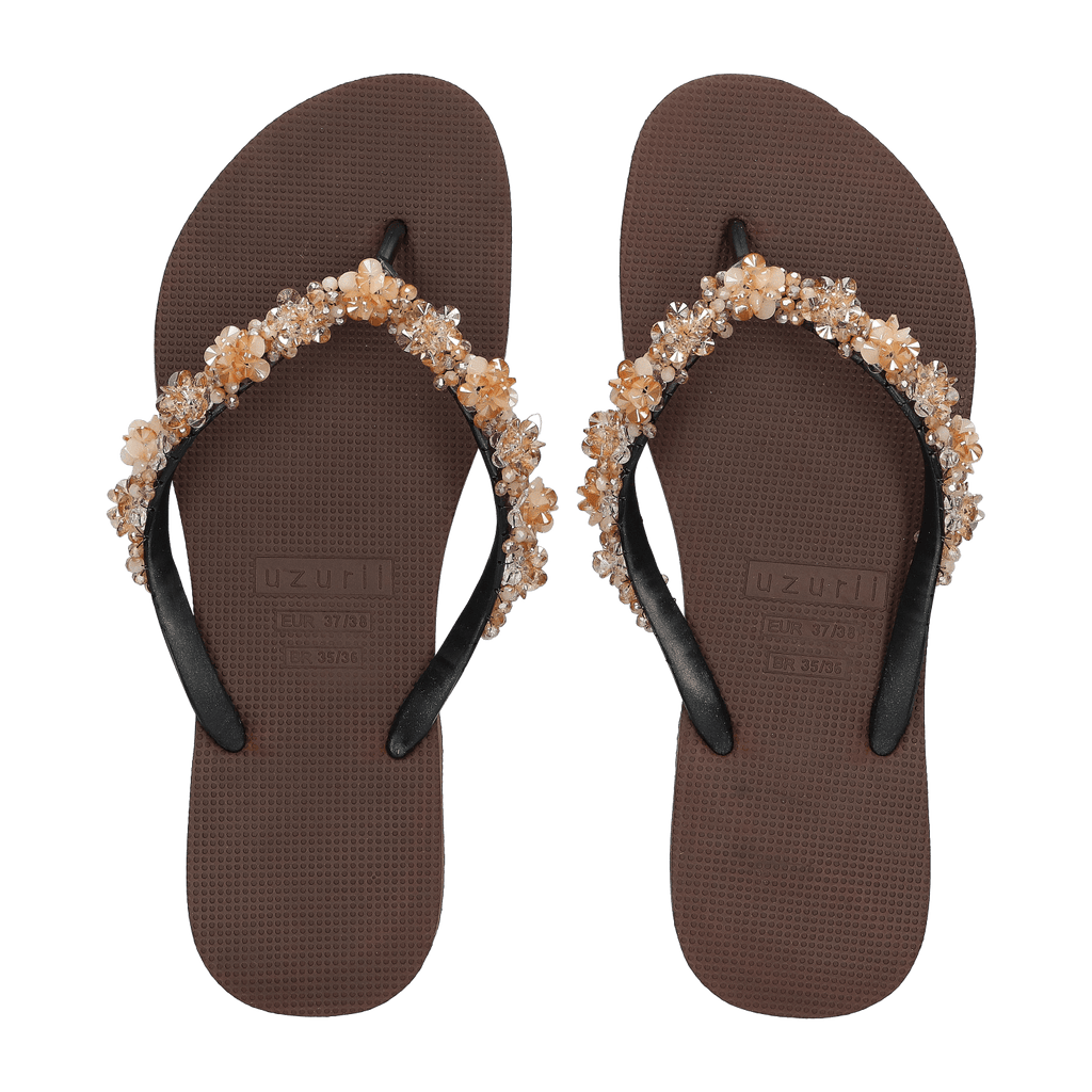 Precious Bloom Gold Dames Slippers Coffee