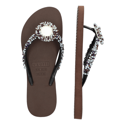 Precious Deluxe Whitebrown Dames Slippers Coffee