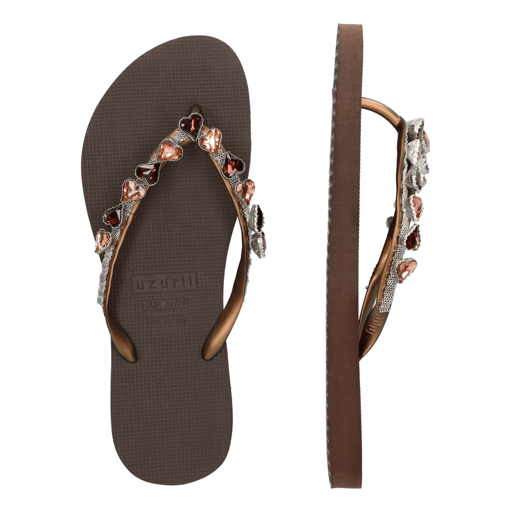 Heart Bronze Dames Slippers Taupe