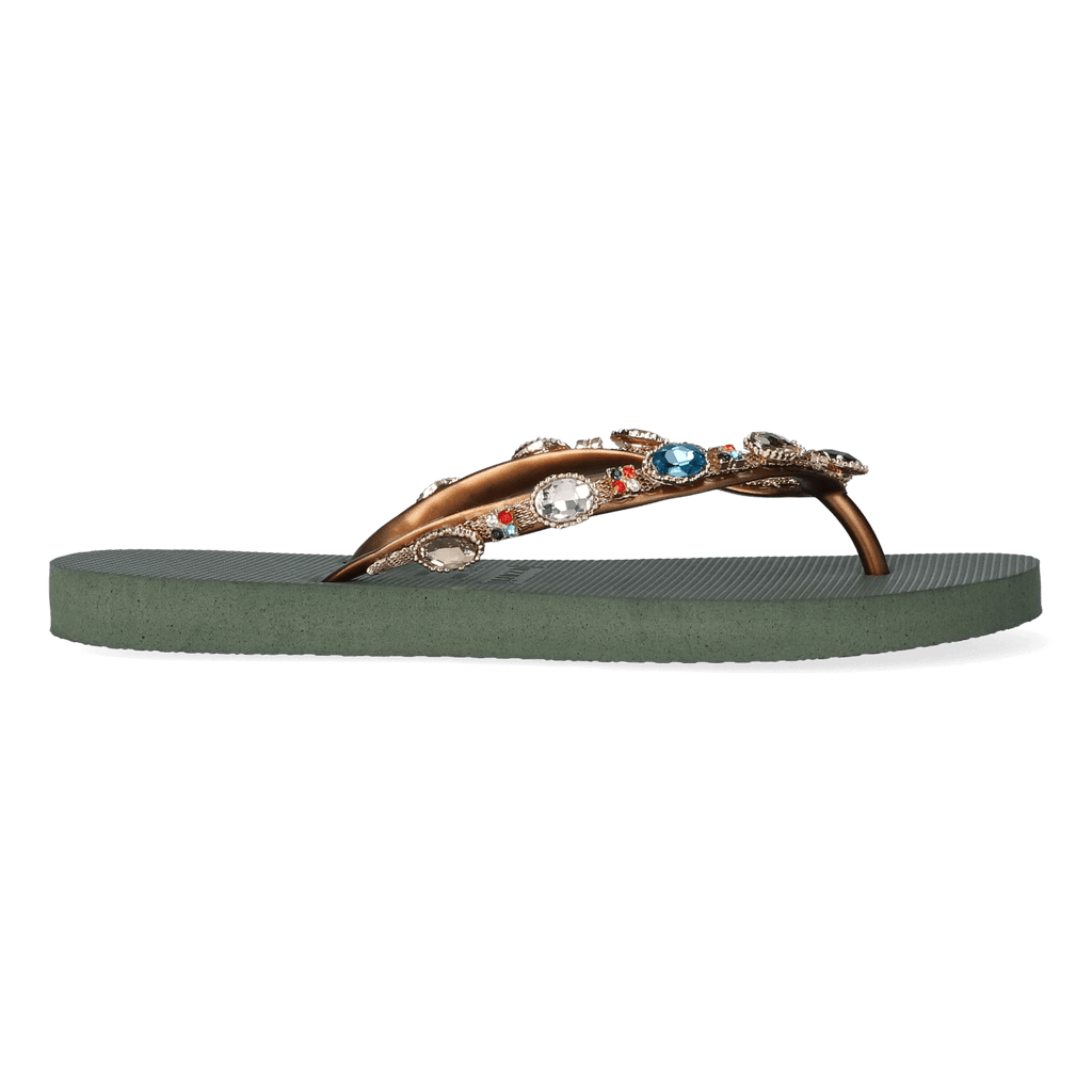 Colorful Romy Dames Slippers Army Green