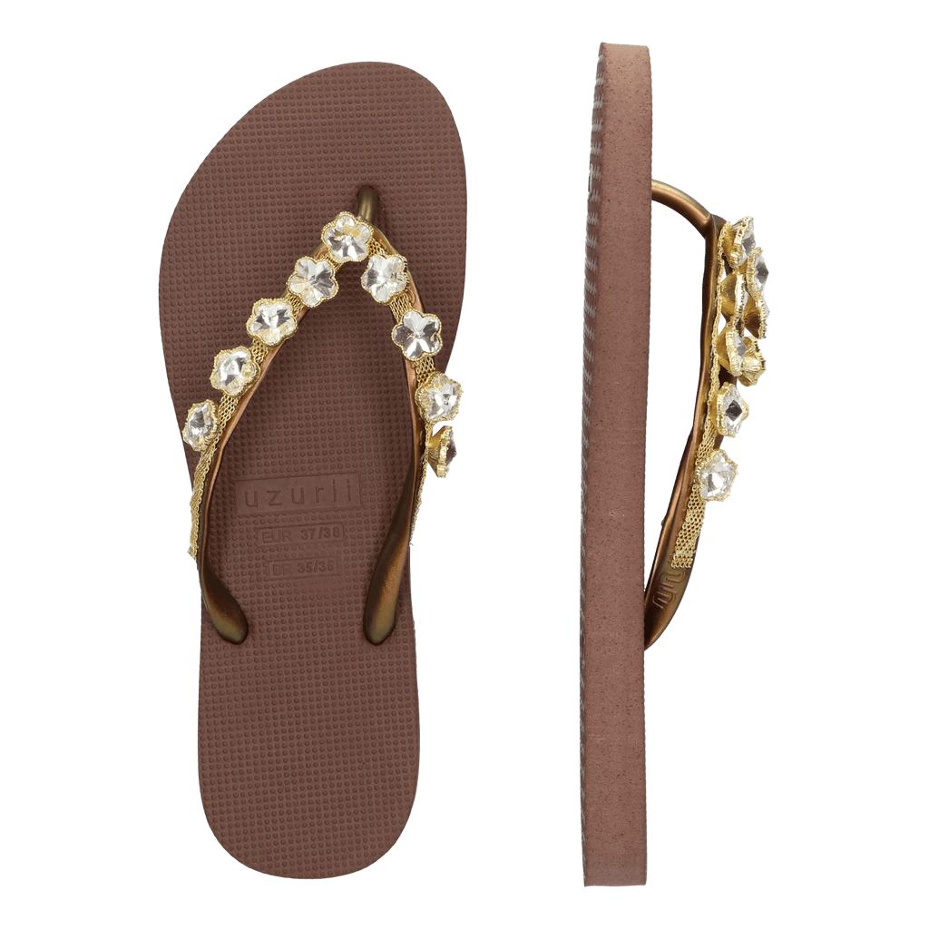 Crystal Flower Dames Slippers Taupe