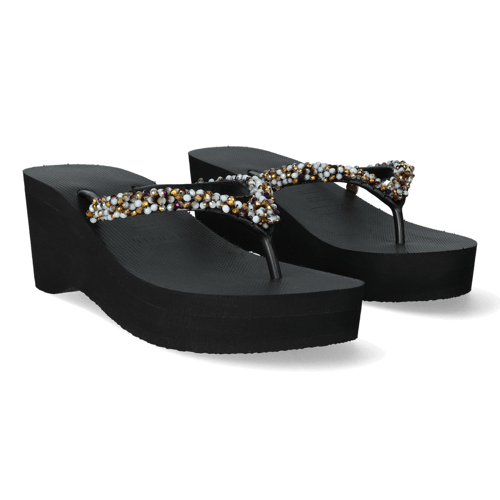 Classic Aby Gold High Heel Dames Slippers Black