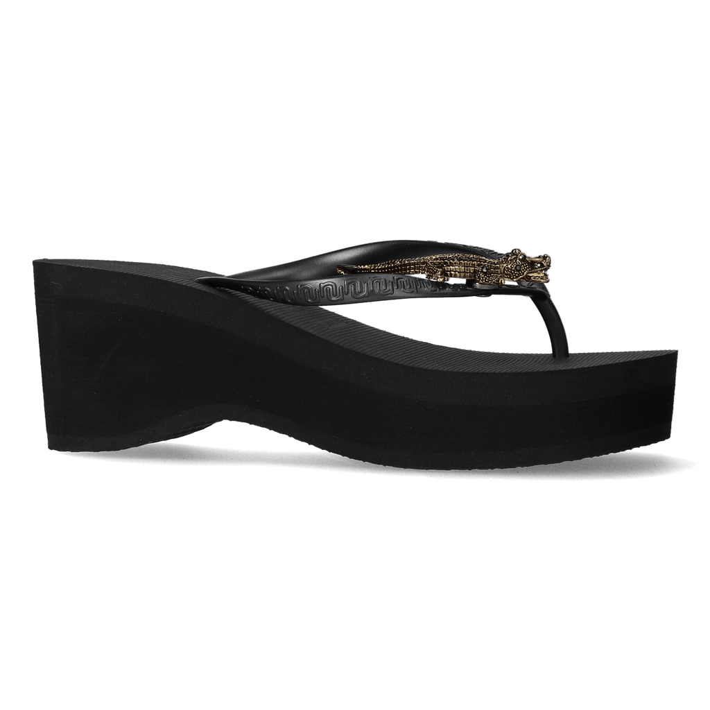 Black Crocodile Switch High Heel Dames Slippers Black