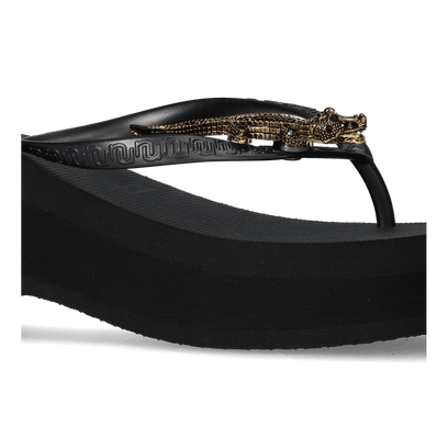 Black Crocodile Switch High Heel Dames Slippers Black