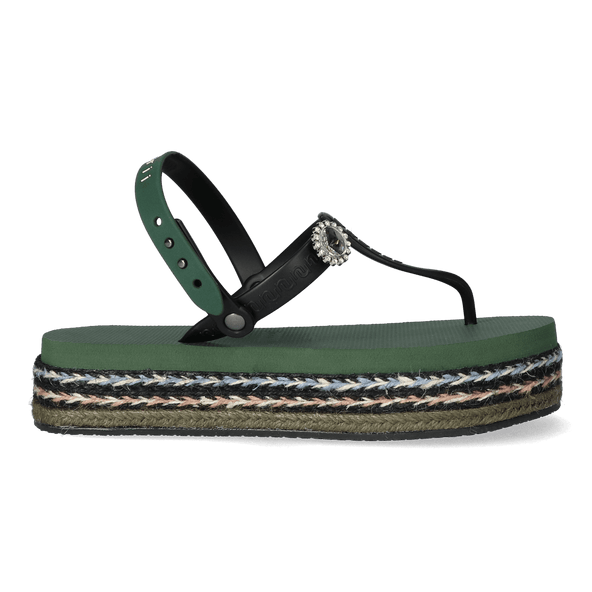 Raffia Deleuxe Dames Sandalen Army Green