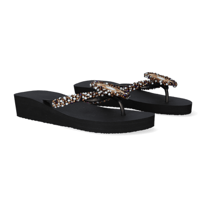 Angel Mid Heel Dames Slippers Black